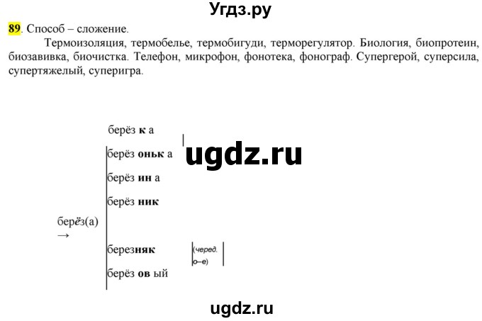 ГДЗ (Решебник к учебнику 2016) по русскому языку 7 класс Е.А. Быстрова / часть 1 / упражнение / 89 (89)