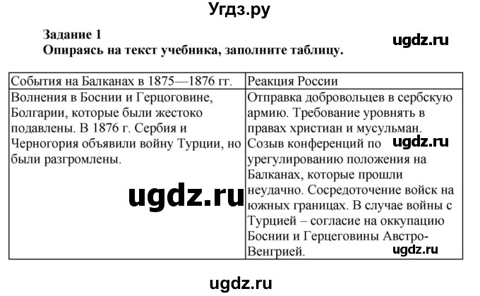 ГДЗ (Решебник) по истории 8 класс (рабочая тетрадь) А.А. Данилов / § 29 / 1