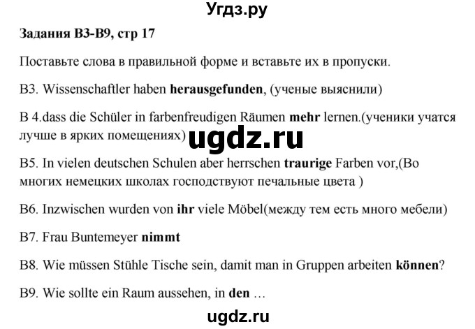 ГДЗ (Решебник к учебнику Wunderkinder) по немецкому языку 9 класс (Wunderkinder) Радченко Ю.А. / страница / 17