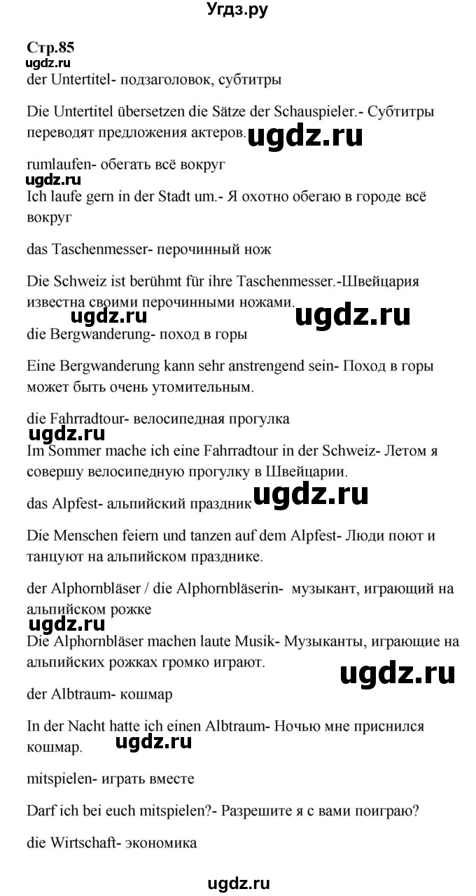 ГДЗ (Решебник к учебнику Wunderkinder) по немецкому языку 9 класс (Wunderkinder) Радченко Ю.А. / страница / 85