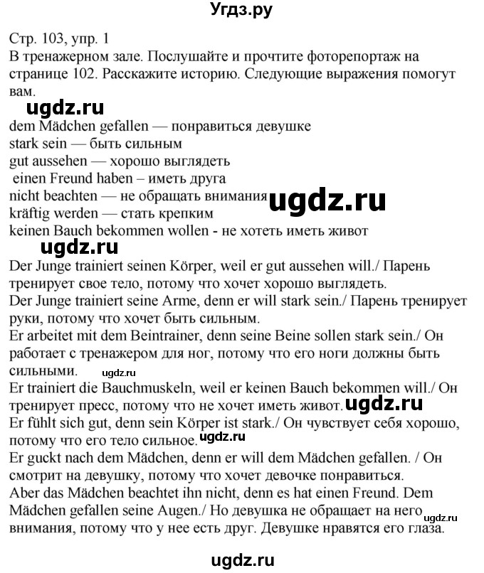 ГДЗ (Решебник к учебнику Wunderkinder Plus) по немецкому языку 9 класс (Wunderkinder) Радченко Ю.А. / страница / 103(продолжение 2)