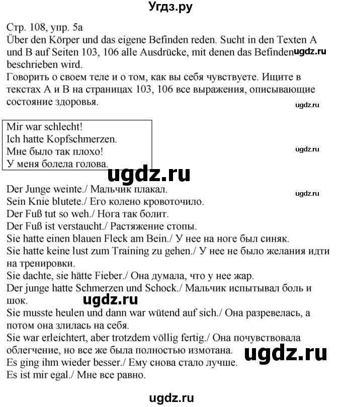 ГДЗ (Решебник к учебнику Wunderkinder Plus) по немецкому языку 9 класс (Wunderkinder) Радченко Ю.А. / страница / 108(продолжение 2)