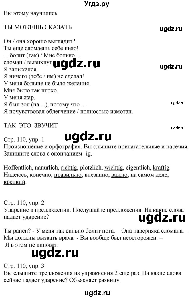 ГДЗ (Решебник к учебнику Wunderkinder Plus) по немецкому языку 9 класс (Wunderkinder) Радченко Ю.А. / страница / 110