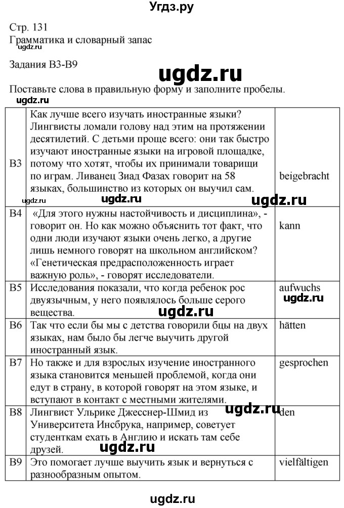 ГДЗ (Решебник к учебнику Wunderkinder Plus) по немецкому языку 9 класс (Wunderkinder) Радченко Ю.А. / страница / 131