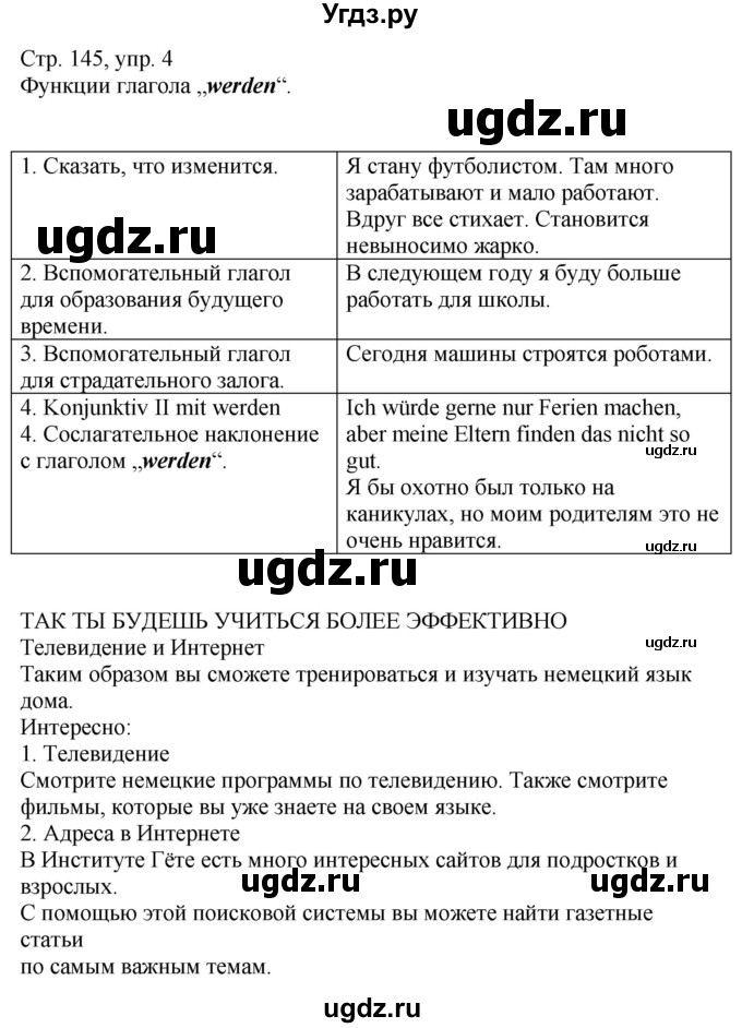 ГДЗ (Решебник к учебнику Wunderkinder Plus) по немецкому языку 9 класс (Wunderkinder) Радченко Ю.А. / страница / 145(продолжение 2)