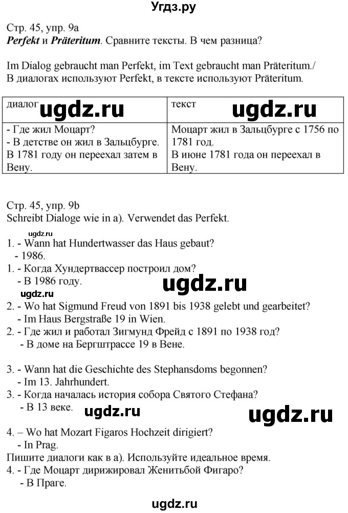 ГДЗ (Решебник к учебнику Wunderkinder Plus) по немецкому языку 9 класс (Wunderkinder) Радченко Ю.А. / страница / 45(продолжение 2)