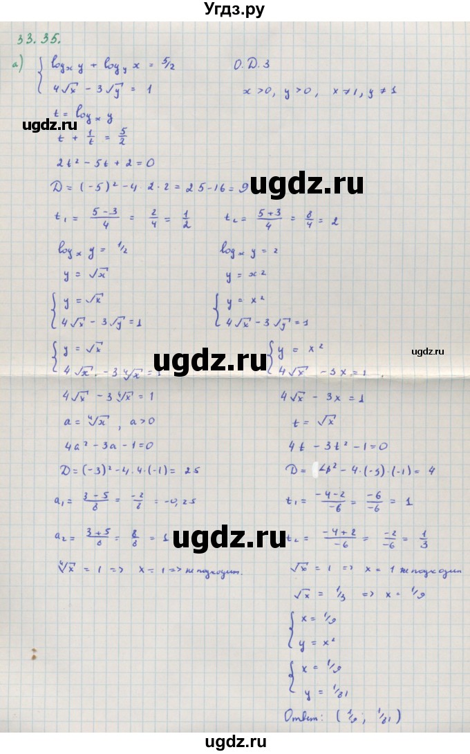 ГДЗ (Решебник к задачнику) по алгебре 11 класс (Учебник, Задачник ) Мордкович А.Г. / § 33 номер / 33.35