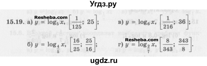 ГДЗ (Задачник) по алгебре 11 класс (Учебник, Задачник ) Мордкович А.Г. / § 15 номер / 15.19