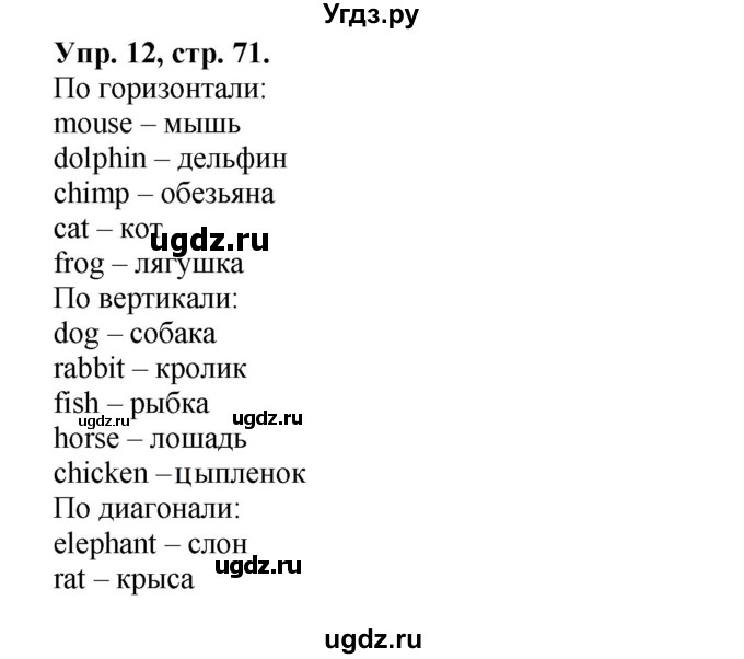 ГДЗ (Решебник) по английскому языку 2 класс (сборник упражнений Spotlight) Быкова Н.И. / страница / 71