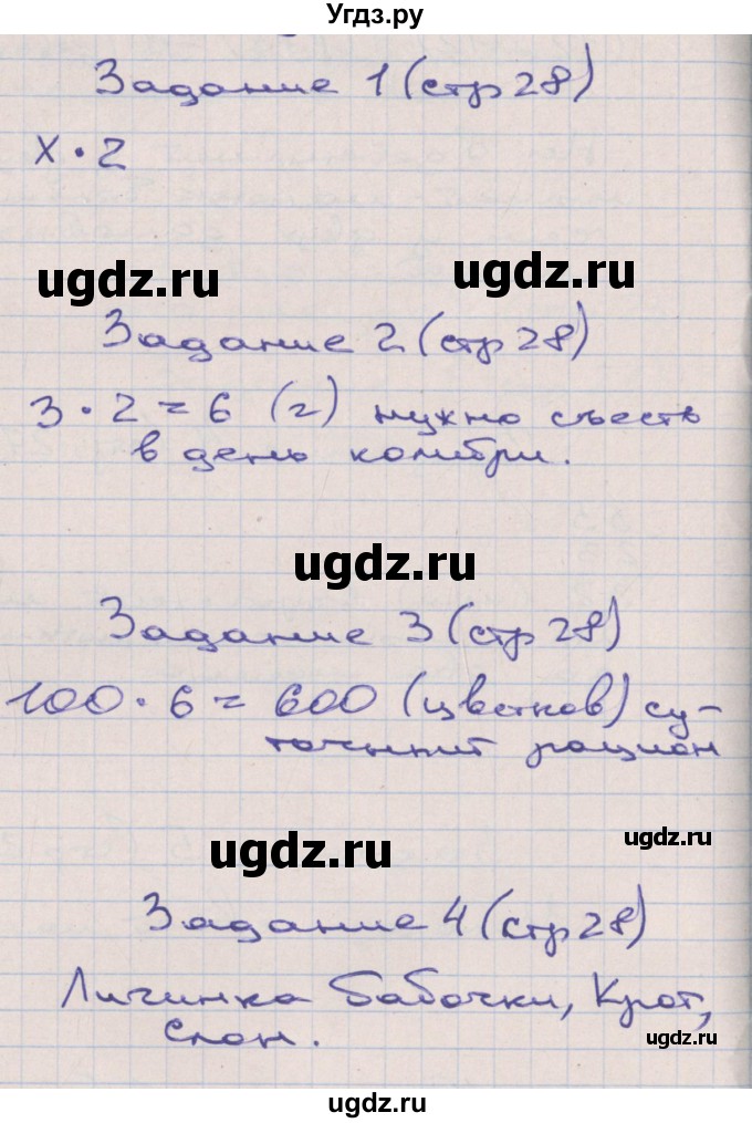 ГДЗ (Решебник) по математике 2 класс (рабочая тетрадь) Захарова О.А. / часть 3. страница / 28