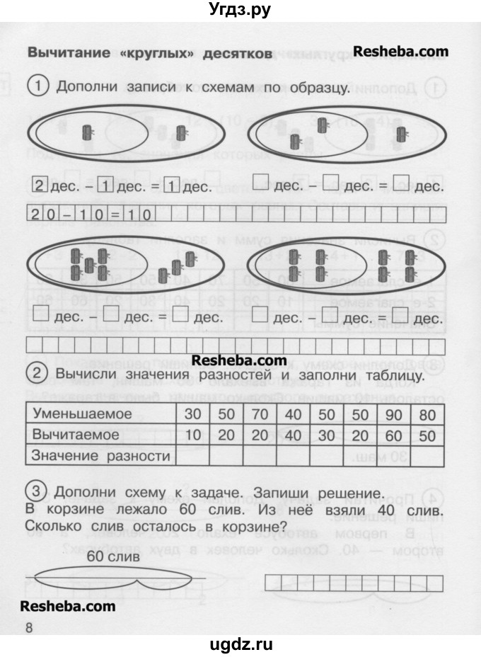 ГДЗ (Учебник) по математике 2 класс (рабочая тетрадь) Захарова О.А. / часть 1. страница / 8