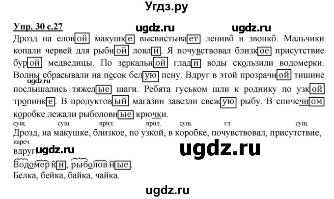 ГДЗ (Решебник) по русскому языку 4 класс (рабочая тетрадь) Песняева Н.А. / часть 2. упражнение / 30