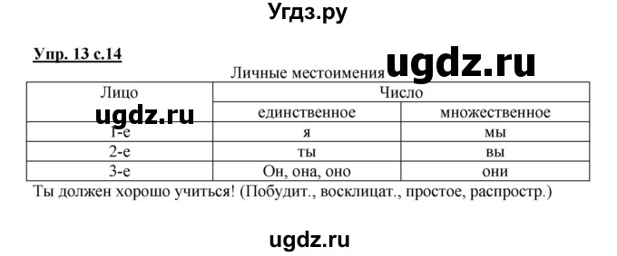 ГДЗ (Решебник) по русскому языку 4 класс (рабочая тетрадь) Песняева Н.А. / часть 1. упражнение / 13