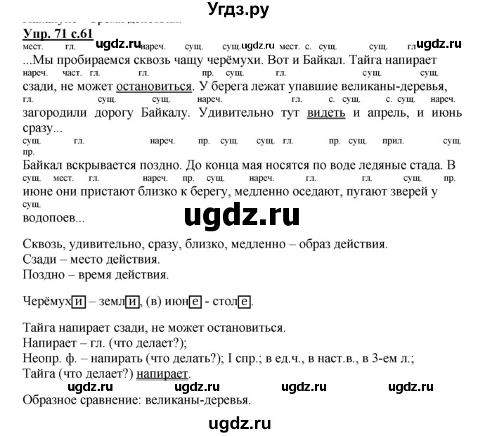 ГДЗ (Решебник) по русскому языку 4 класс (рабочая тетрадь) Песняева Н.А. / часть 1. упражнение / 71