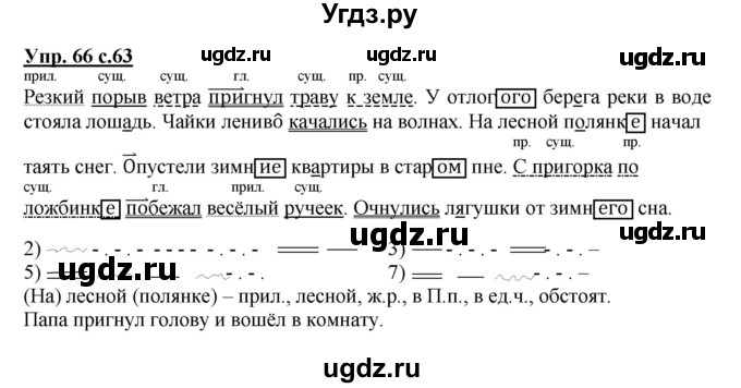 ГДЗ (Решебник) по русскому языку 4 класс (рабочая тетрадь) Песняева Н.А. / часть 2. упражнение / 66