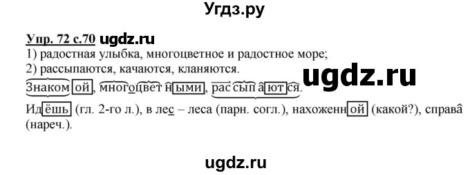 ГДЗ (Решебник) по русскому языку 4 класс (рабочая тетрадь) Песняева Н.А. / часть 2. упражнение / 72