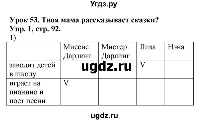 ГДЗ (Решебник №1) по английскому языку 2 класс Кузовлев В.П. / часть 2. страница номер / 92