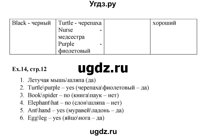 ГДЗ (Решебник к тетради 2016) по английскому языку 2 класс (рабочая тетрадь Strarlight) Баранова К.М. / часть 2. страница / 12(продолжение 2)