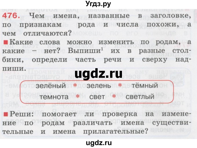 ГДЗ (Учебник) по русскому языку 3 класс М.С. Соловейчик / упражнение / 476