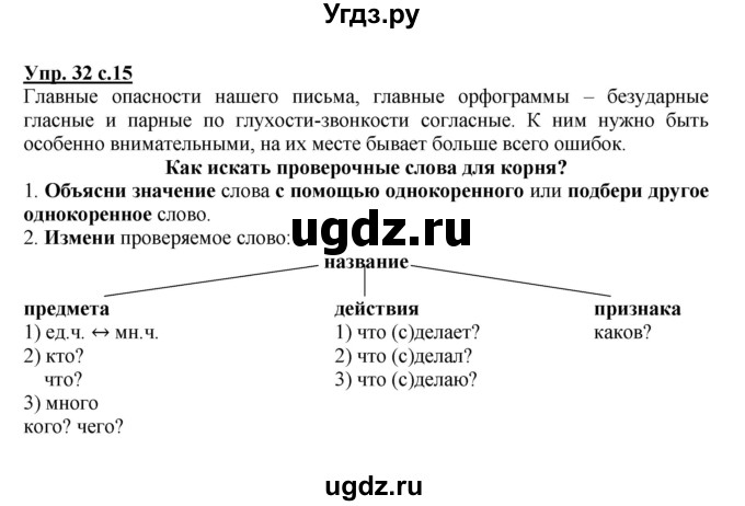 ГДЗ (Решебник) по русскому языку 3 класс М.С. Соловейчик / упражнение / 32