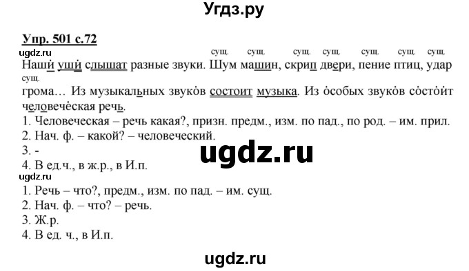 ГДЗ (Решебник) по русскому языку 3 класс М.С. Соловейчик / упражнение / 501