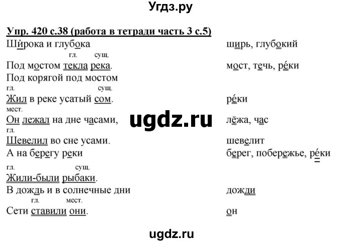 ГДЗ (Решебник) по русскому языку 3 класс М.С. Соловейчик / упражнение / 420