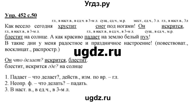ГДЗ (Решебник) по русскому языку 3 класс М.С. Соловейчик / упражнение / 452