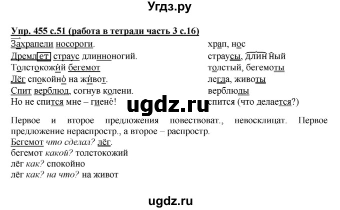 ГДЗ (Решебник) по русскому языку 3 класс М.С. Соловейчик / упражнение / 455