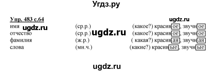 ГДЗ (Решебник) по русскому языку 3 класс М.С. Соловейчик / упражнение / 483