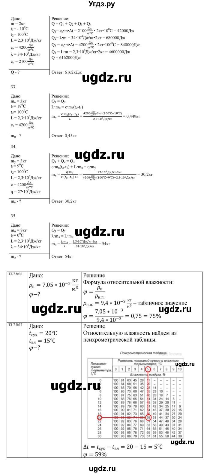 ГДЗ (Решебник 2022) по физике 8 класс (дидактические материалы) Марон А.Е. / тренировочное задание / 7(продолжение 4)