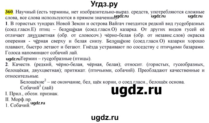 ГДЗ (Решебник к учебнику 2016) по русскому языку 6 класс Рыбченкова Л.М. / упражнение / 360