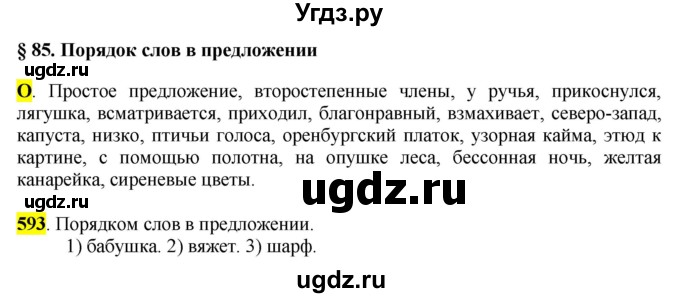 ГДЗ (Решебник к учебнику 2016) по русскому языку 6 класс Рыбченкова Л.М. / упражнение / 593