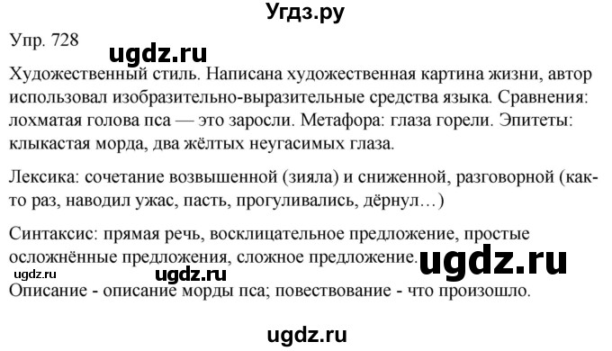 ГДЗ (Решебник к учебнику 2021) по русскому языку 6 класс Рыбченкова Л.М. / упражнение / 728