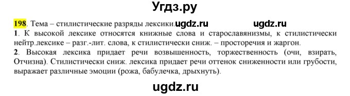 ГДЗ (Решебник к учебнику 2016) по русскому языку 6 класс Рыбченкова Л.М. / упражнение / 198