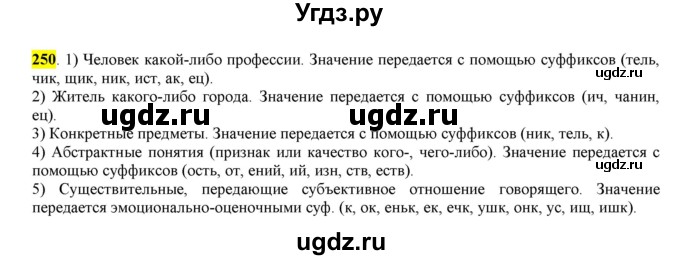 ГДЗ (Решебник к учебнику 2016) по русскому языку 6 класс Рыбченкова Л.М. / упражнение / 250