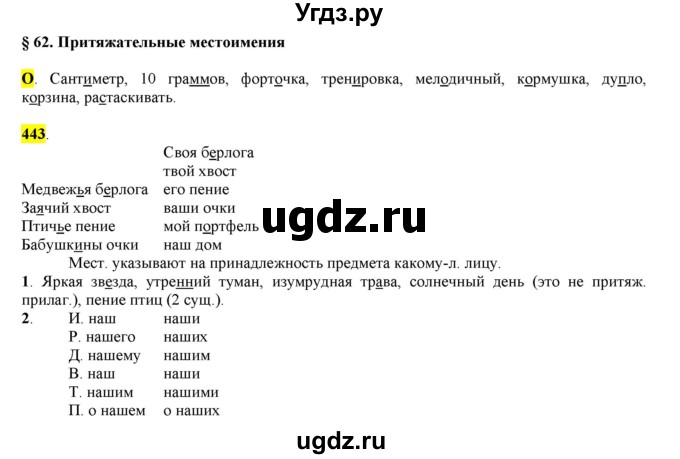 ГДЗ (Решебник к учебнику 2016) по русскому языку 6 класс Рыбченкова Л.М. / упражнение / 443