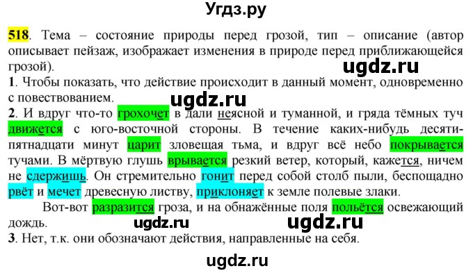 ГДЗ (Решебник к учебнику 2016) по русскому языку 6 класс Рыбченкова Л.М. / упражнение / 518