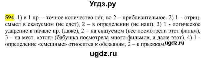 ГДЗ (Решебник к учебнику 2016) по русскому языку 6 класс Рыбченкова Л.М. / упражнение / 594