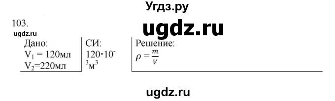 ГДЗ (Решебник) по физике 7 класс (рабочая тетрадь) Н.С. Пурышева / упражнение / 103