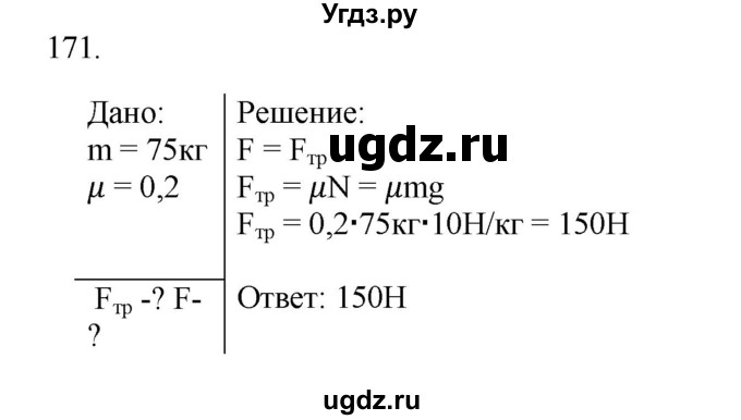 ГДЗ (Решебник) по физике 7 класс (рабочая тетрадь) Н.С. Пурышева / упражнение / 171