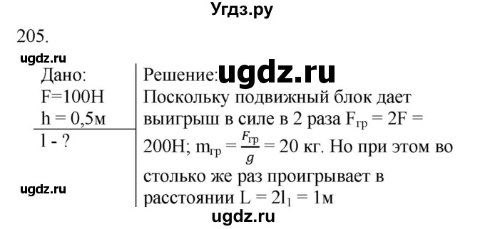 ГДЗ (Решебник) по физике 7 класс (рабочая тетрадь) Н.С. Пурышева / упражнение / 205