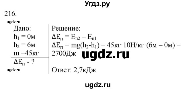 ГДЗ (Решебник) по физике 7 класс (рабочая тетрадь) Н.С. Пурышева / упражнение / 216