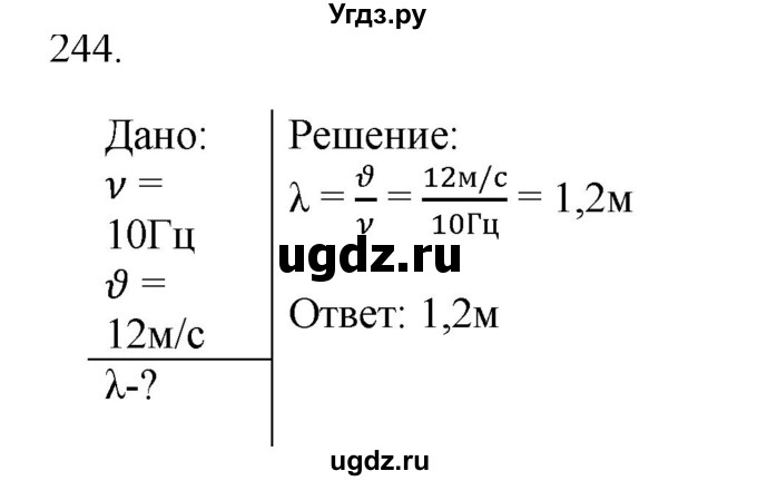 ГДЗ (Решебник) по физике 7 класс (рабочая тетрадь) Н.С. Пурышева / упражнение / 244