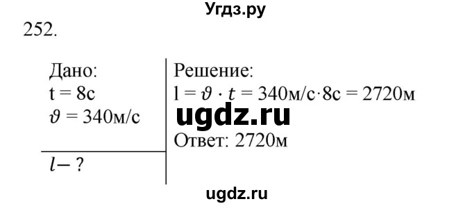 ГДЗ (Решебник) по физике 7 класс (рабочая тетрадь) Н.С. Пурышева / упражнение / 252