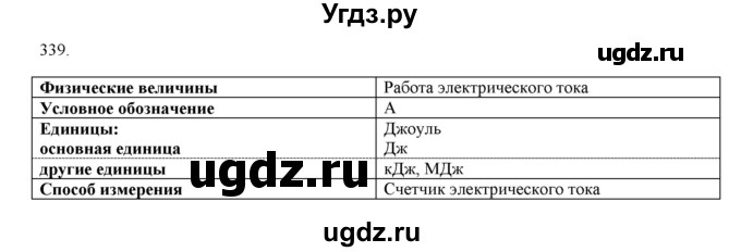 ГДЗ (Решебник) по физике 8 класс (рабочая тетрадь) Пурышева Н.С. / упражнение номер / 339