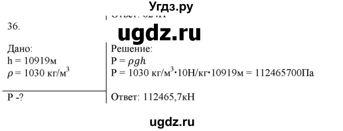 ГДЗ (Решебник) по физике 8 класс (рабочая тетрадь) Пурышева Н.С. / упражнение номер / 36