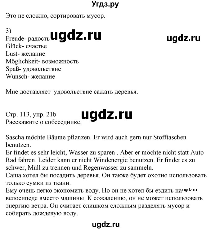 ГДЗ (Решебник к учебнику Wunderkinder Plus) по немецкому языку 7 класс Радченко О.А. / страница / 113(продолжение 2)