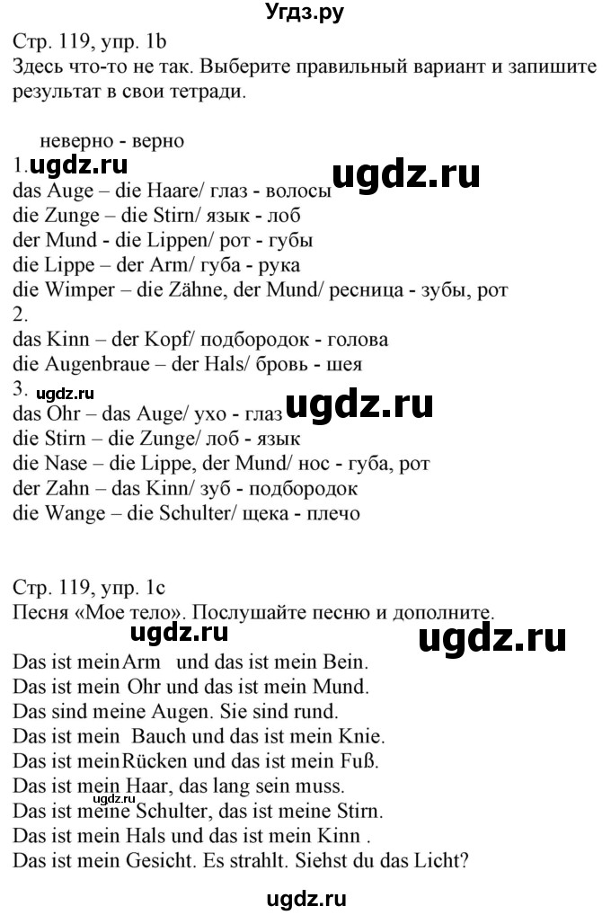 ГДЗ (Решебник к учебнику Wunderkinder Plus) по немецкому языку 7 класс Радченко О.А. / страница / 119