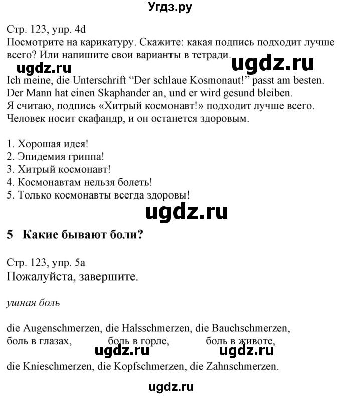 ГДЗ (Решебник к учебнику Wunderkinder Plus) по немецкому языку 7 класс Радченко О.А. / страница / 123