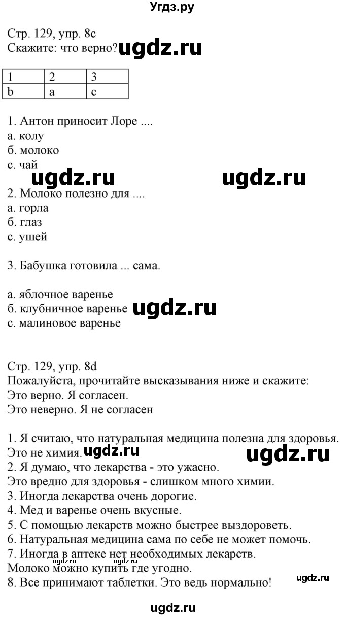 ГДЗ (Решебник к учебнику Wunderkinder Plus) по немецкому языку 7 класс Радченко О.А. / страница / 129